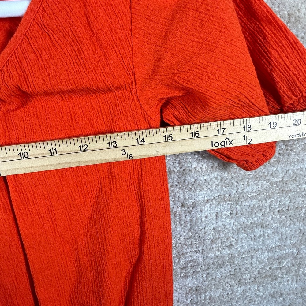 J.Crew Womens Boho G3319 Crinkle Gauze V-Neck Tunic Top Orange XXS - Picture 7 of 11
